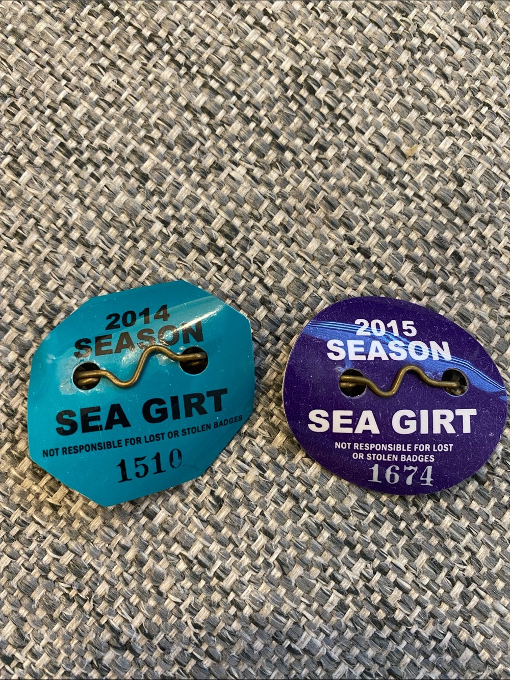 2014 and 2015 Sea Girt NJ Beach Badges